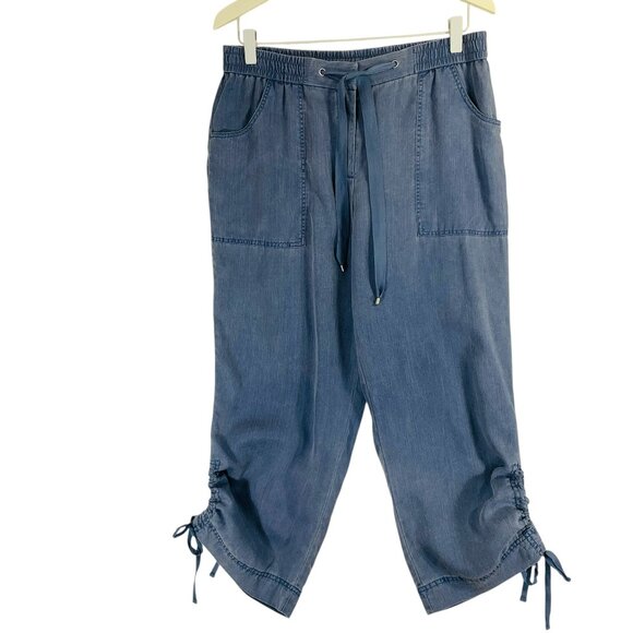 utility joggers travel pants loose fit pull on grey  cuffed sz 6 Jones New York - Picture 1 of 14